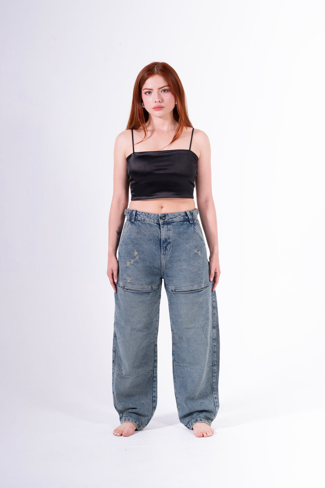 Jean baggy sobrebolsillo azul