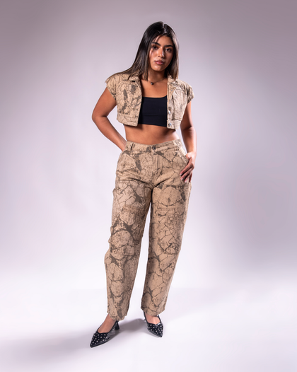 Set Denim Baggy Estampado Sobrepuesto