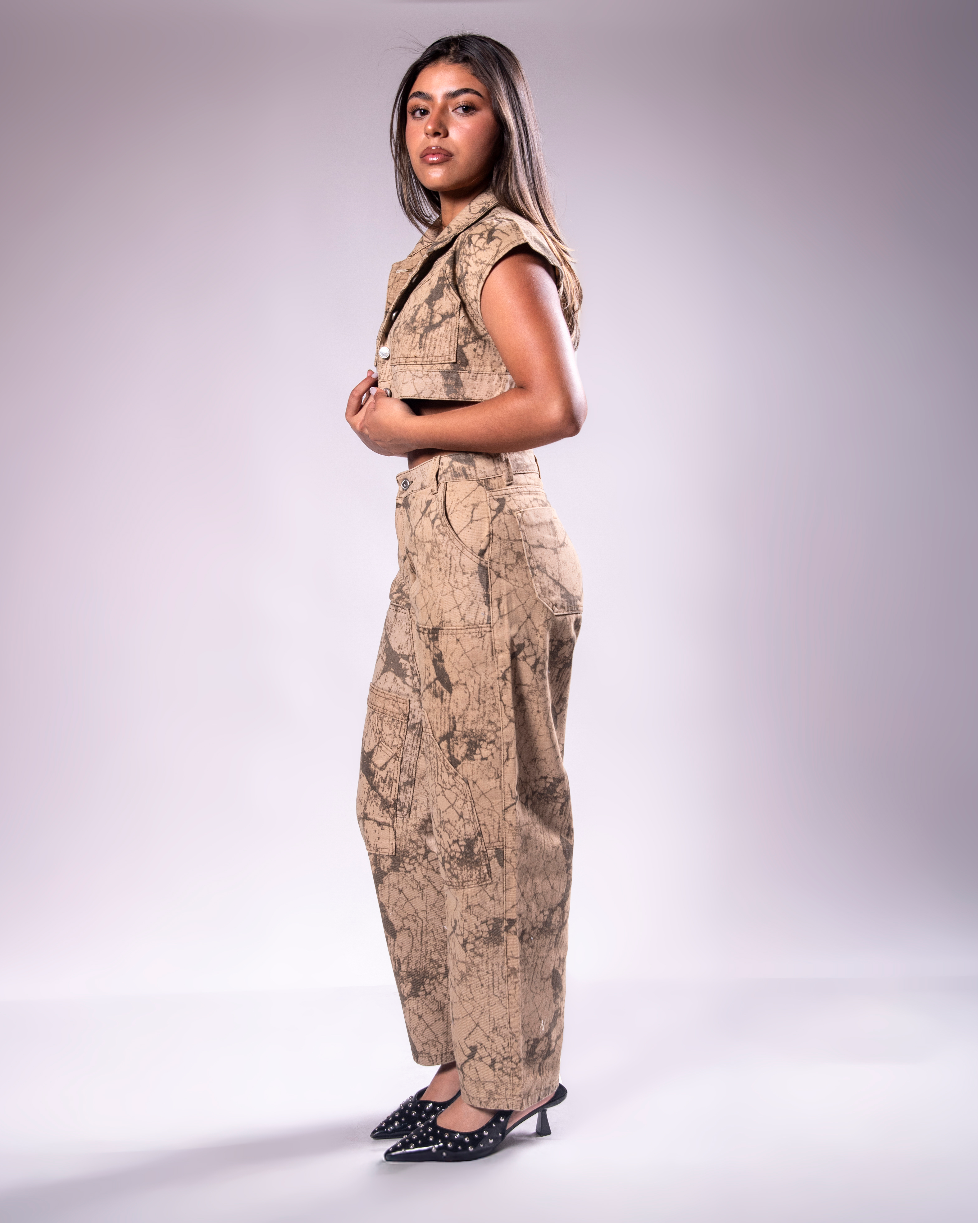 Set Denim Baggy Estampado Sobrepuesto