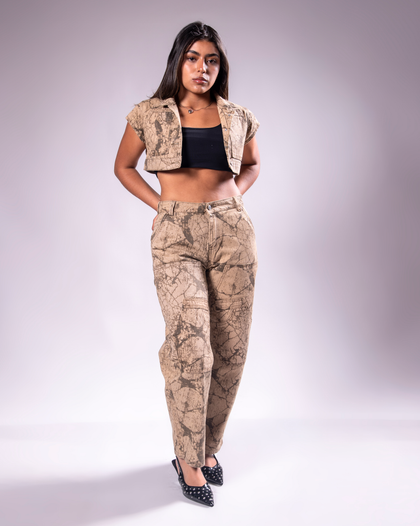 Set Denim Baggy Estampado Sobrepuesto