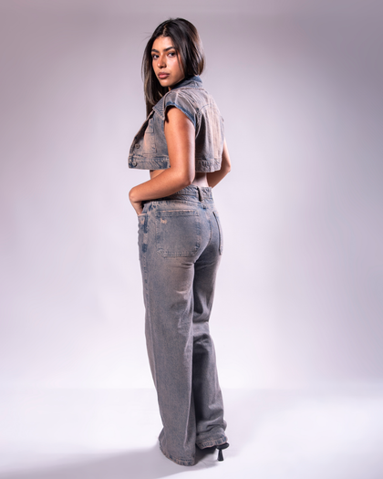 Set Denim Palazzo Petroleo