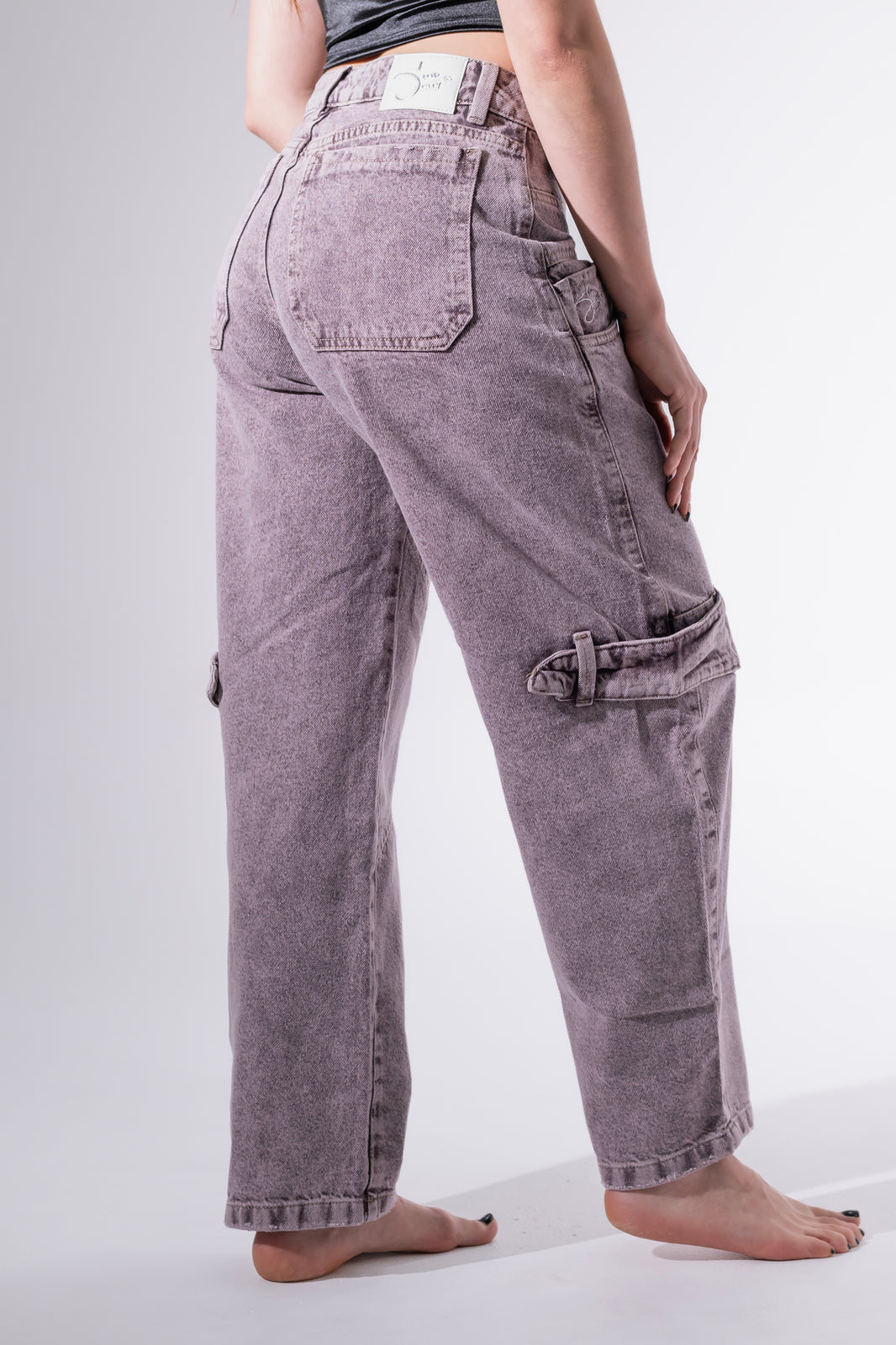 Jean Baggy trenza morado