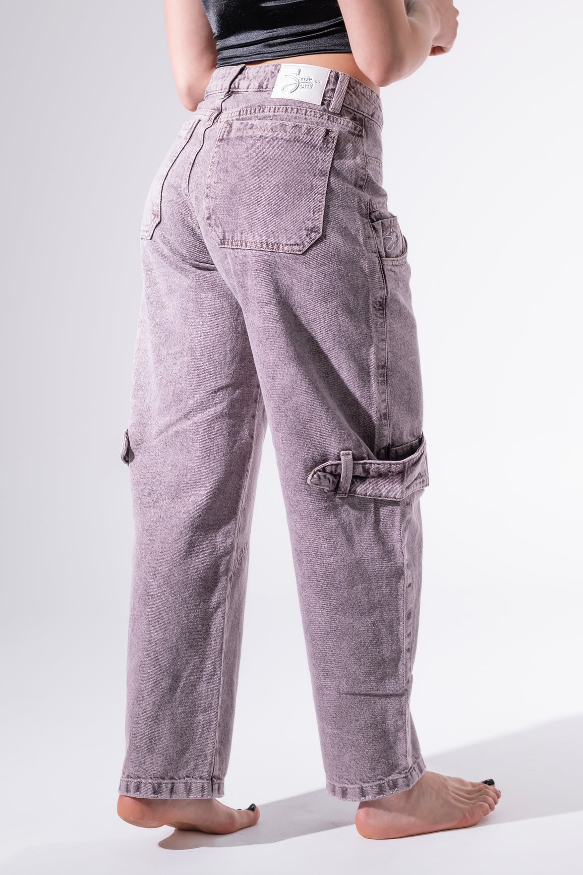 Jean Baggy trenza morado