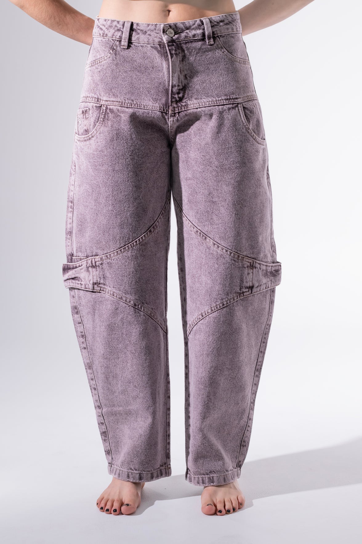 Jean Baggy trenza morado