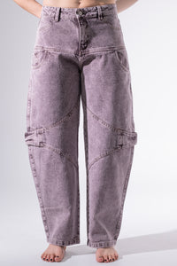 Jean Baggy trenza morado