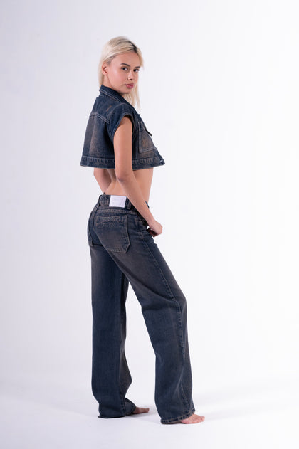Conjunto Palazzo Chispeado Azul Oscuro