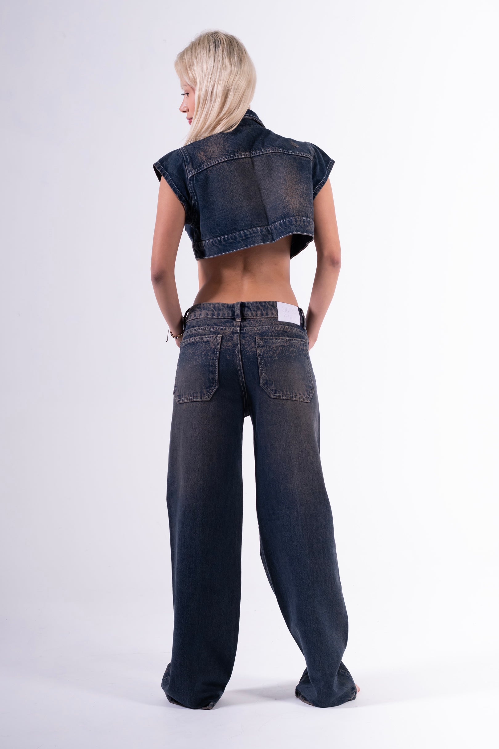 Conjunto Palazzo Chispeado Azul Oscuro