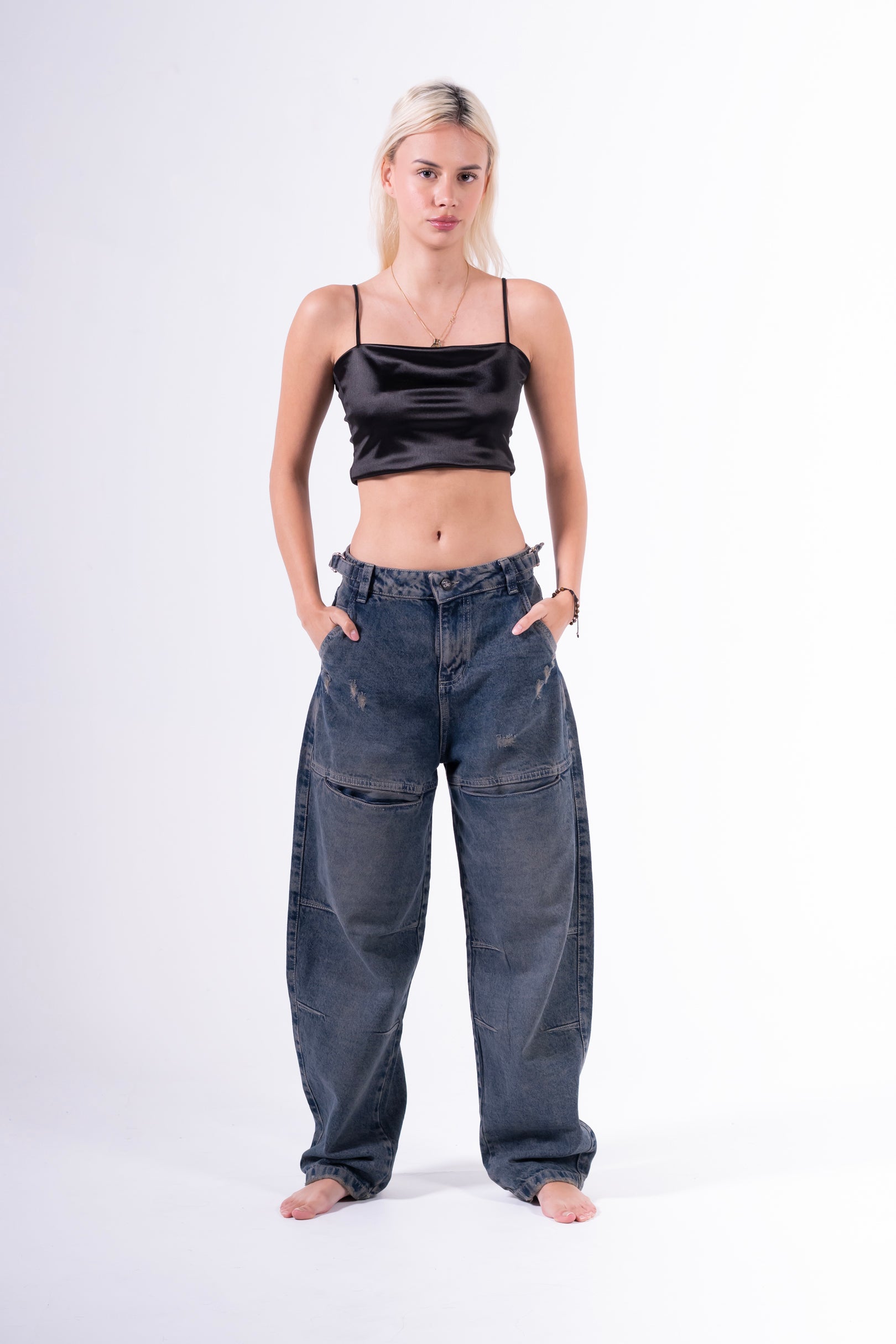 Jean Baggy sobrebolsillo Azul oscuro