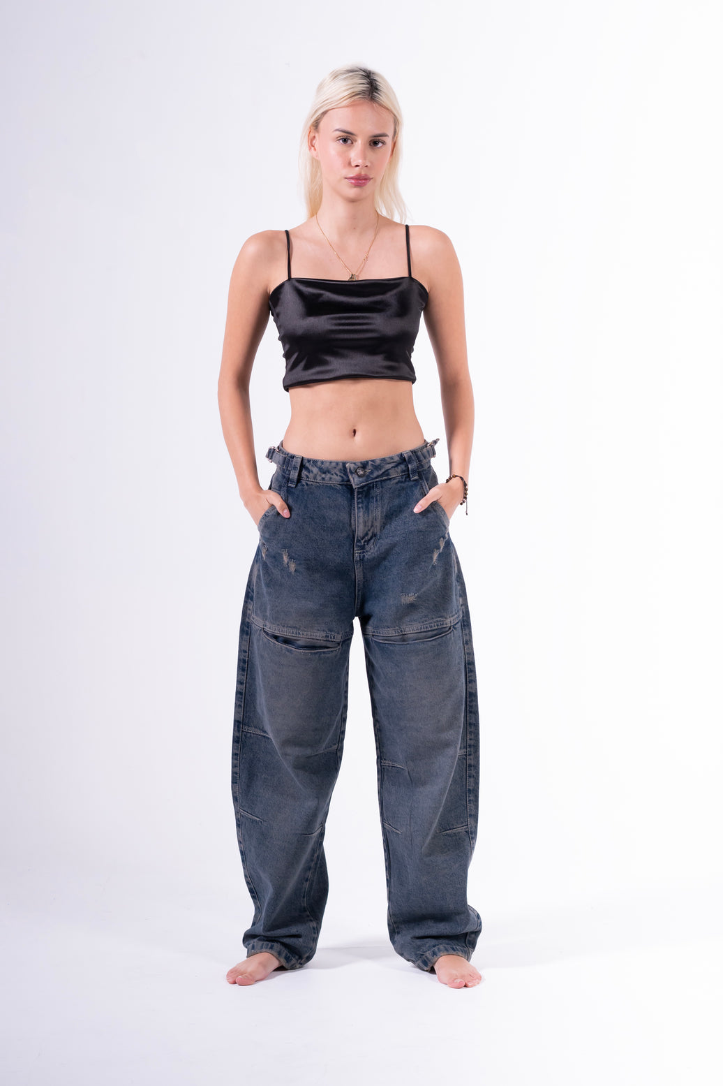 Jean Baggy sobrebolsillo Azul oscuro
