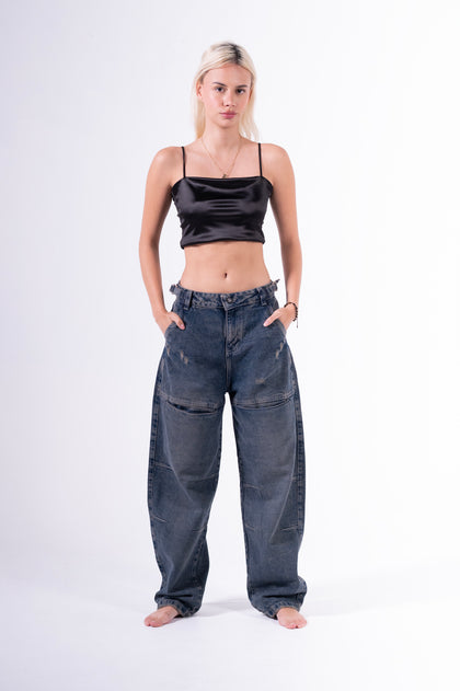 Jean Baggy sobrebolsillo Azul oscuro