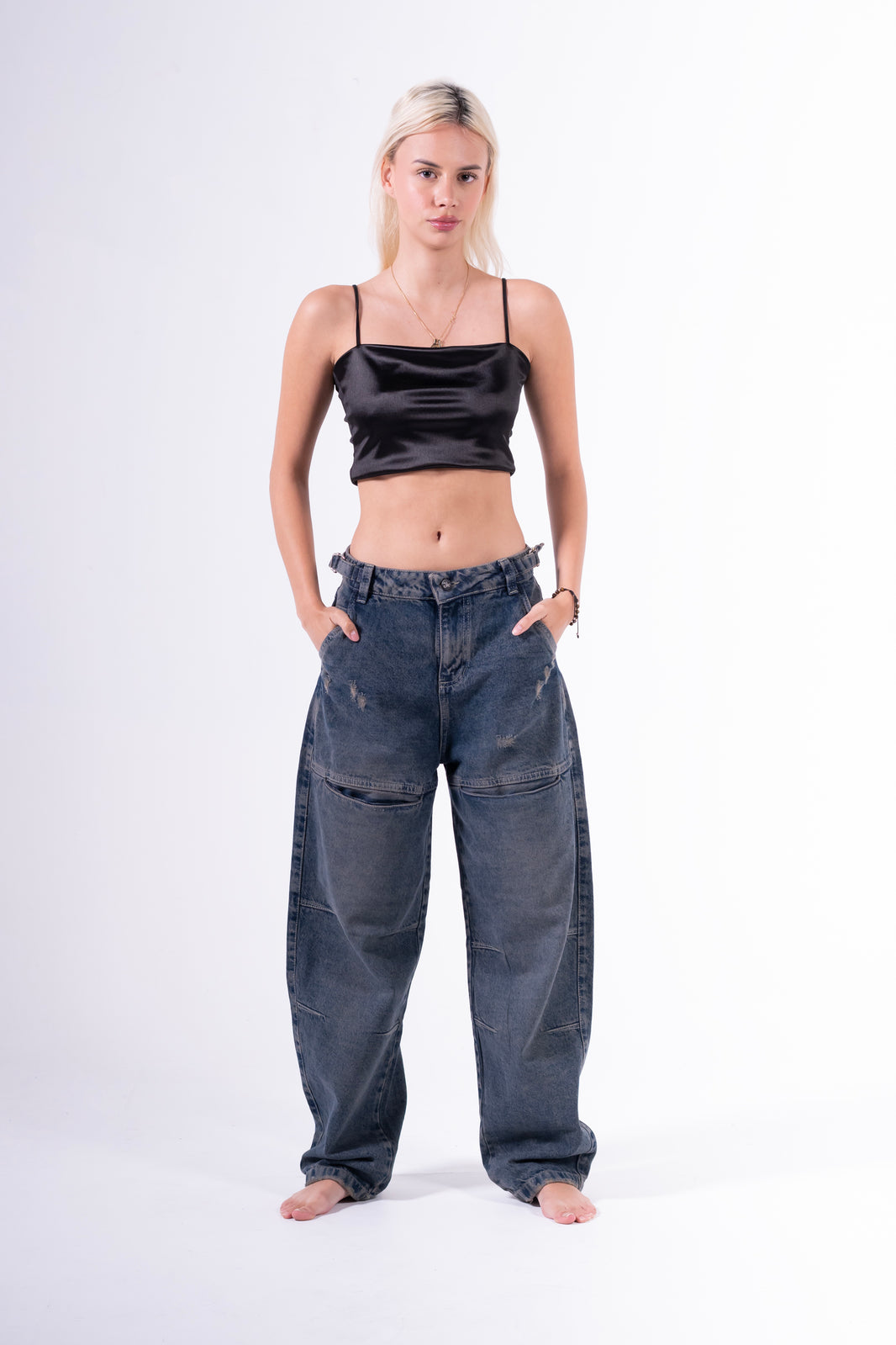Jean Baggy sobrebolsillo Azul oscuro