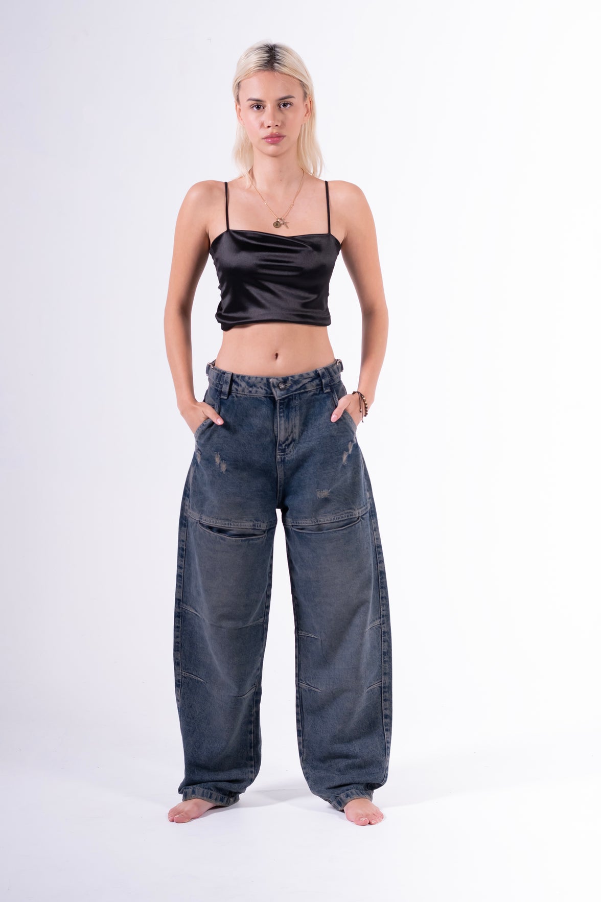 Jean Baggy sobrebolsillo Azul oscuro