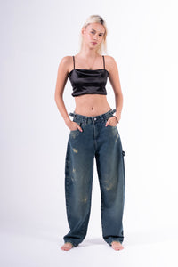 Jean baggy chispeado azul oscuro