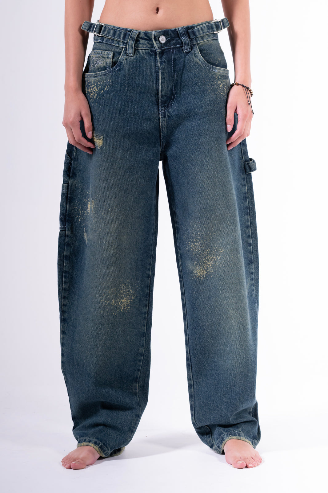 Jean baggy chispeado azul oscuro
