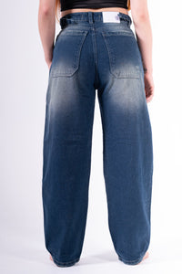 Jean Baggy sobrebolsillo chispeado azul