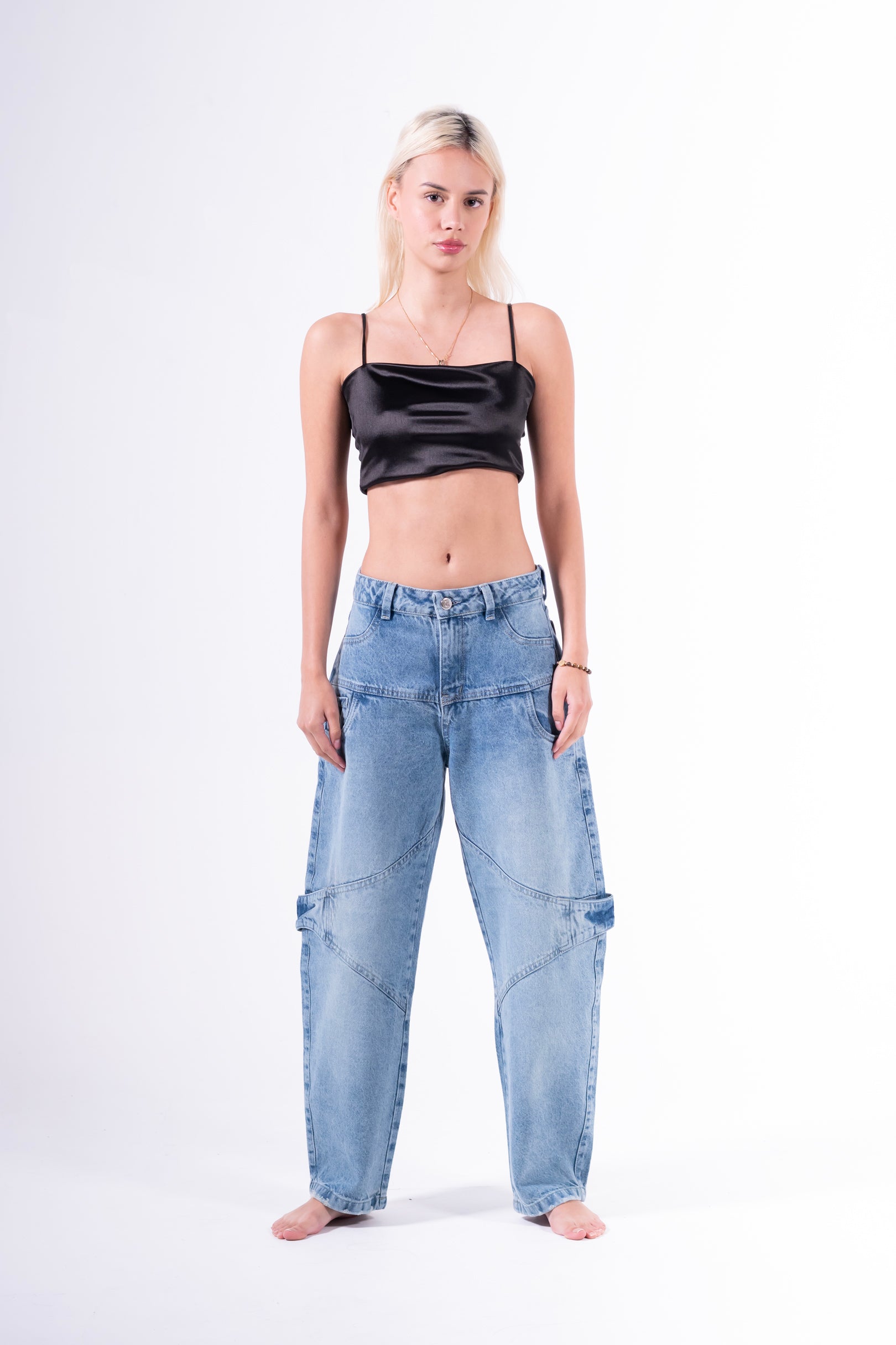 Jean baggy trenza azul