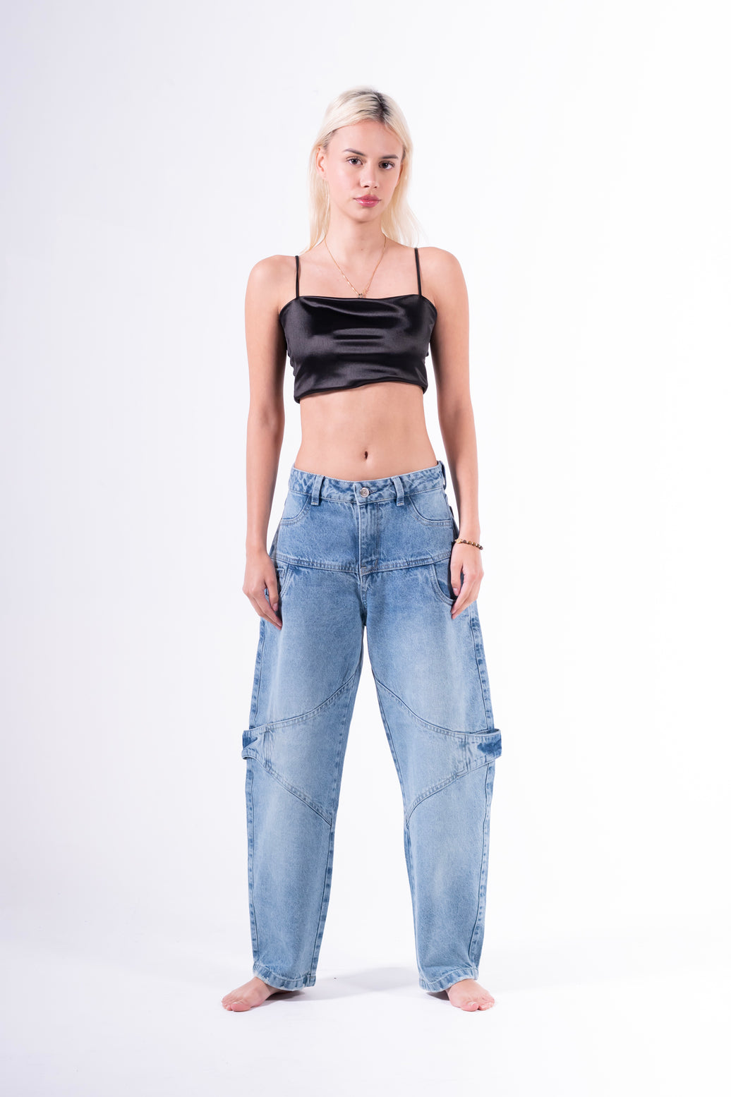 Jean baggy trenza azul