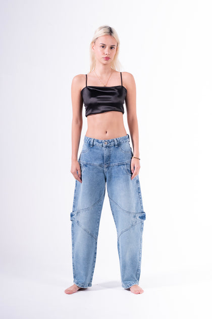 Jean baggy trenza azul