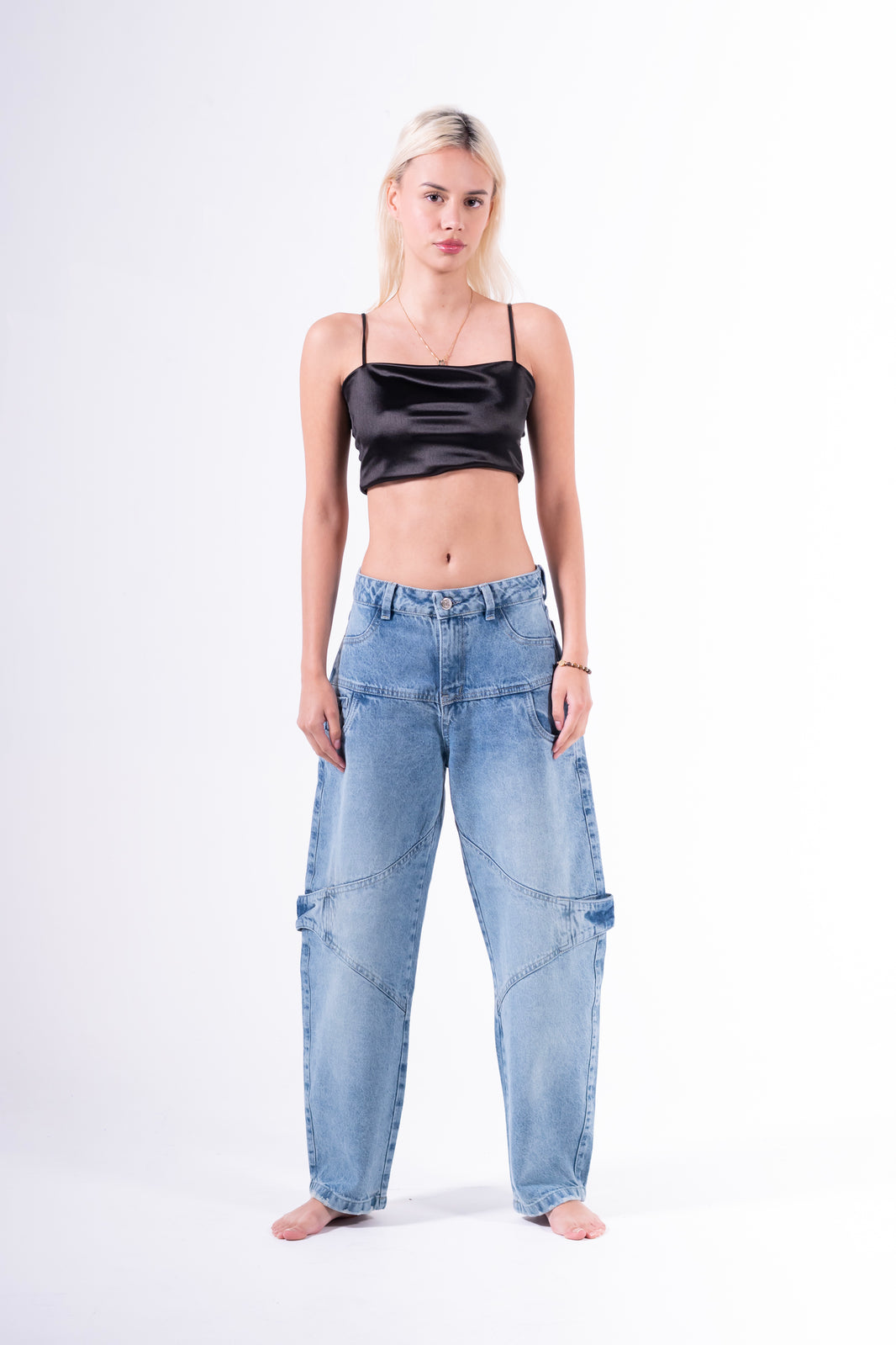 Jean baggy trenza azul