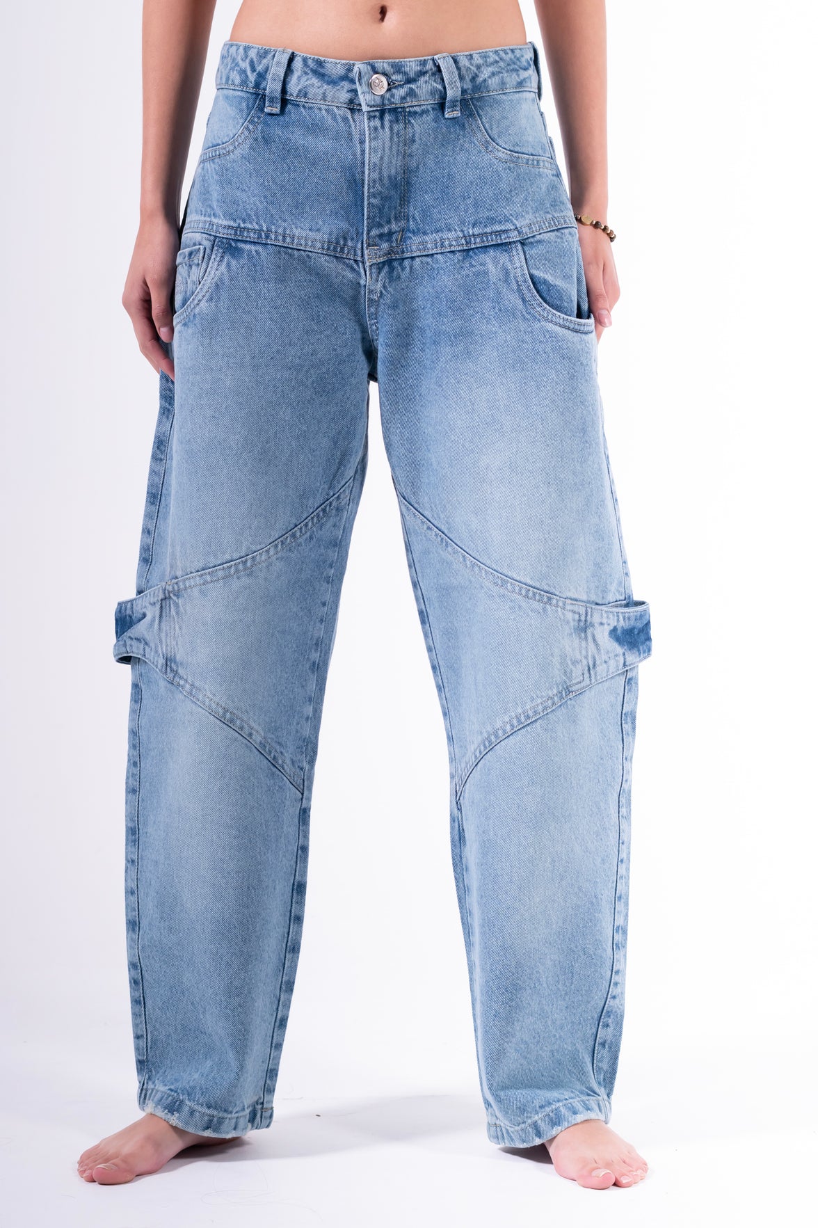 Jean baggy trenza azul