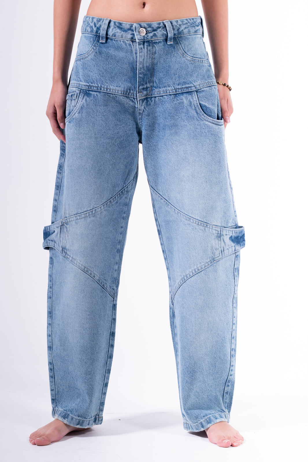 Jean baggy trenza azul