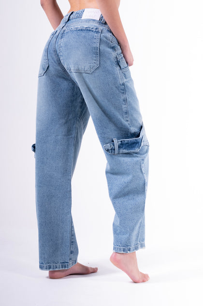 Jean baggy trenza azul