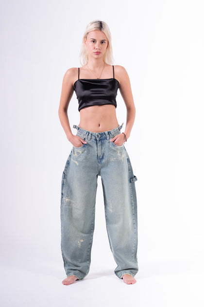 Jean baggy chispeado azul claro