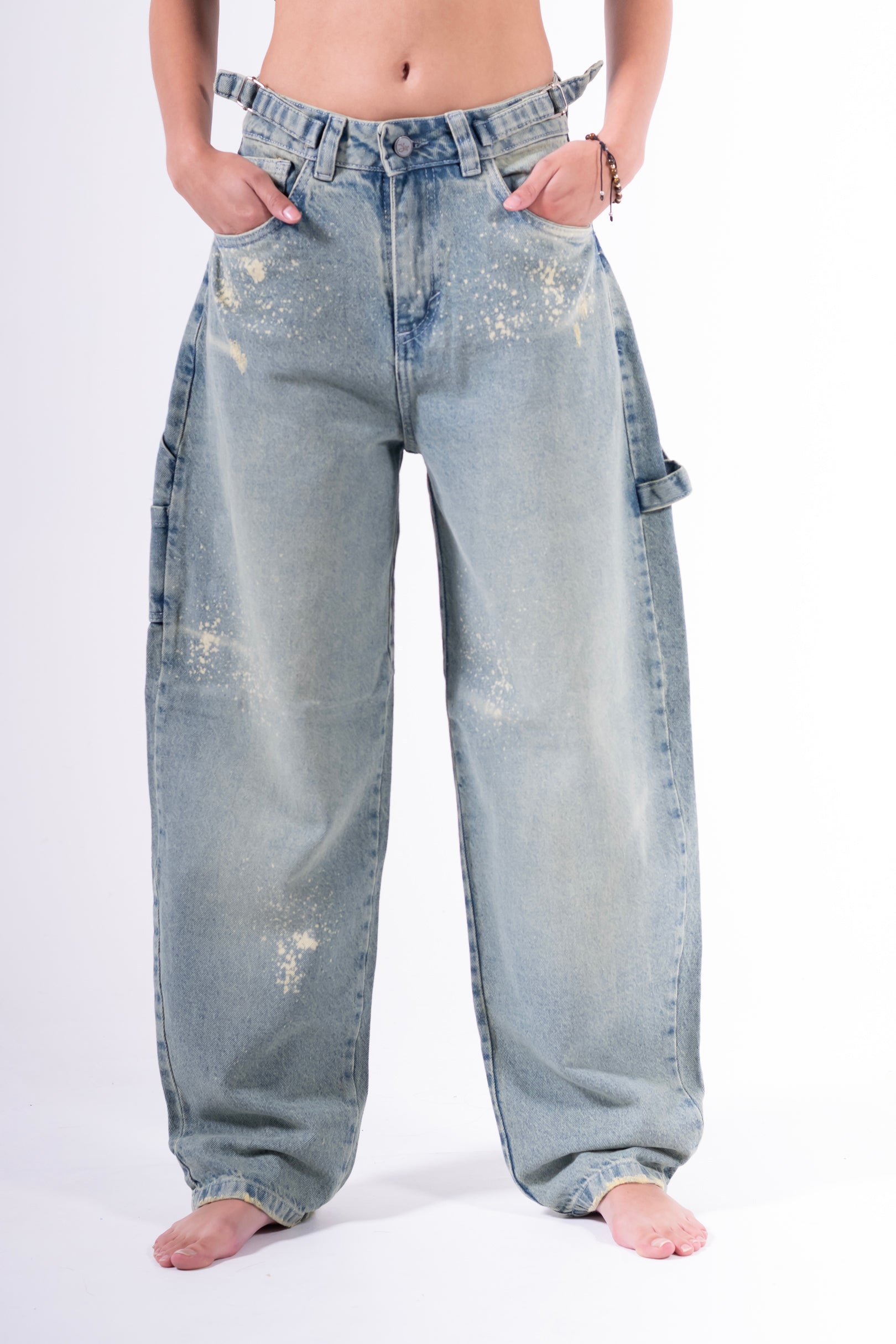Jean baggy chispeado azul claro