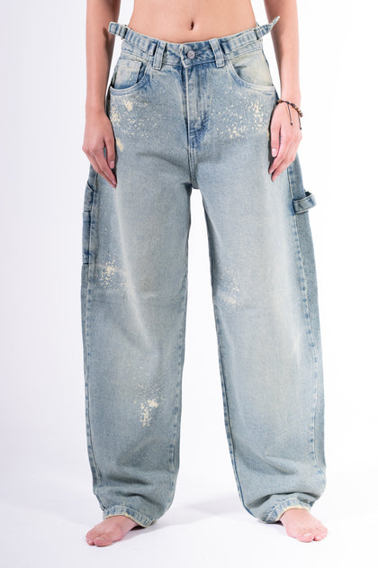 Jean baggy chispeado azul claro
