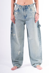 Jean baggy chispeado azul claro