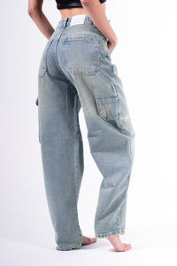 Jean baggy chispeado azul claro