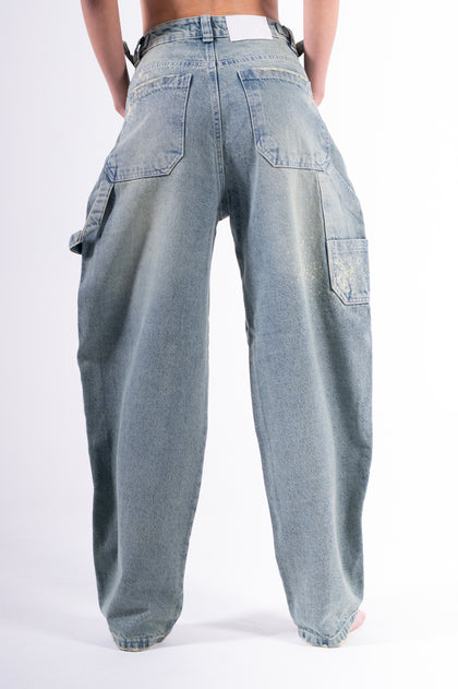 Jean baggy chispeado azul claro