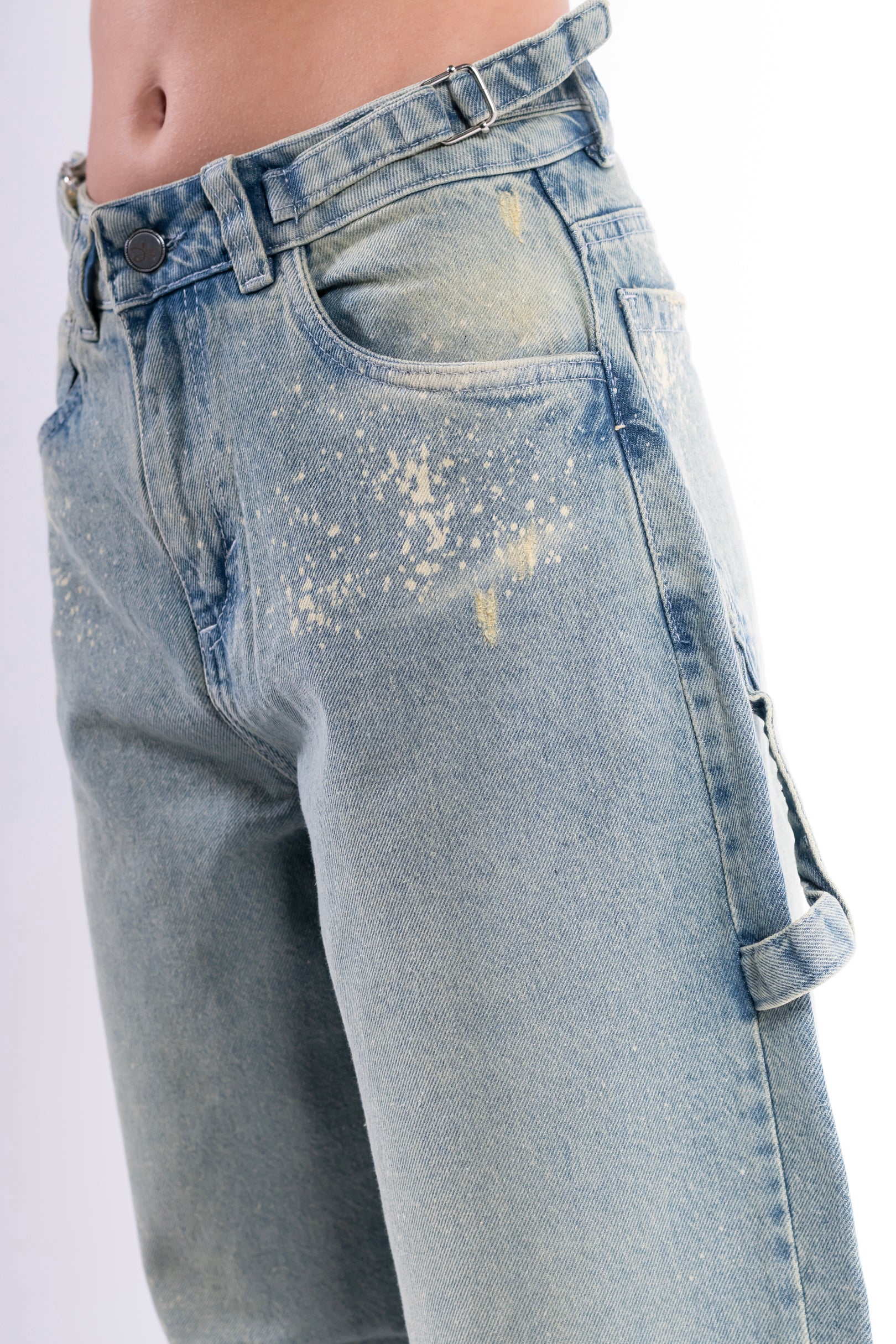 Jean baggy chispeado azul claro