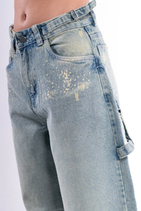 Jean baggy chispeado azul claro