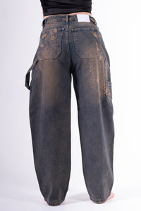 Jean baggy chispeado azul anaranjado