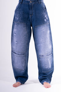 Jean Baggy sobrepuesto azul chispeado