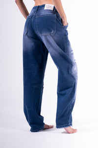 Jean Baggy sobrepuesto azul chispeado