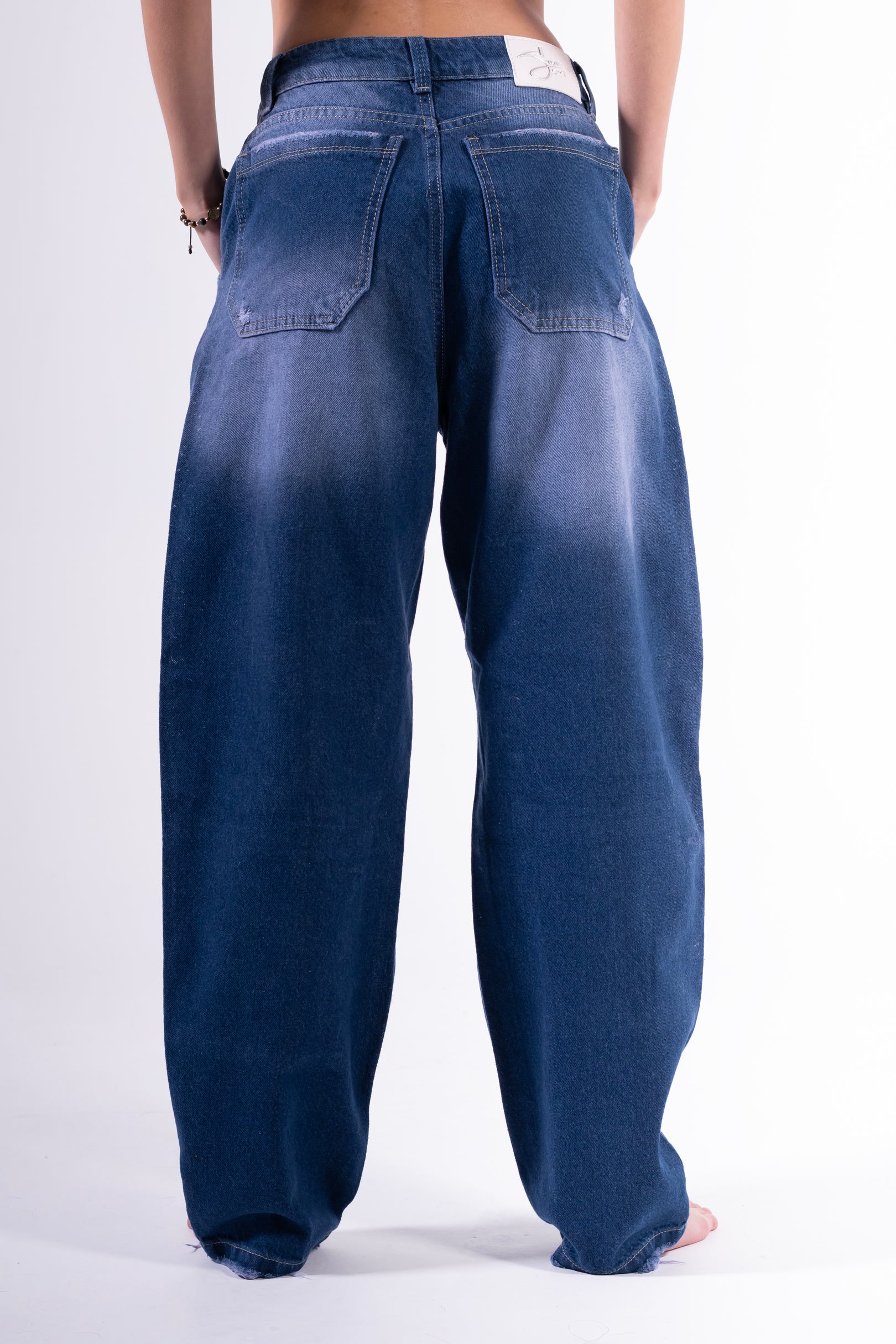 Jean Baggy sobrepuesto azul chispeado
