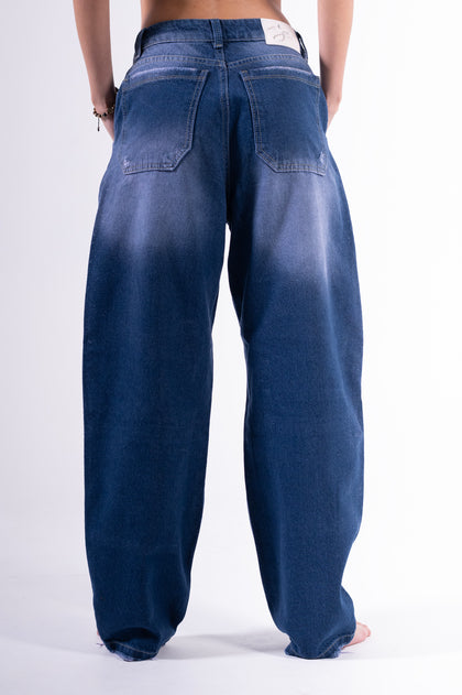 Jean Baggy sobrepuesto azul chispeado