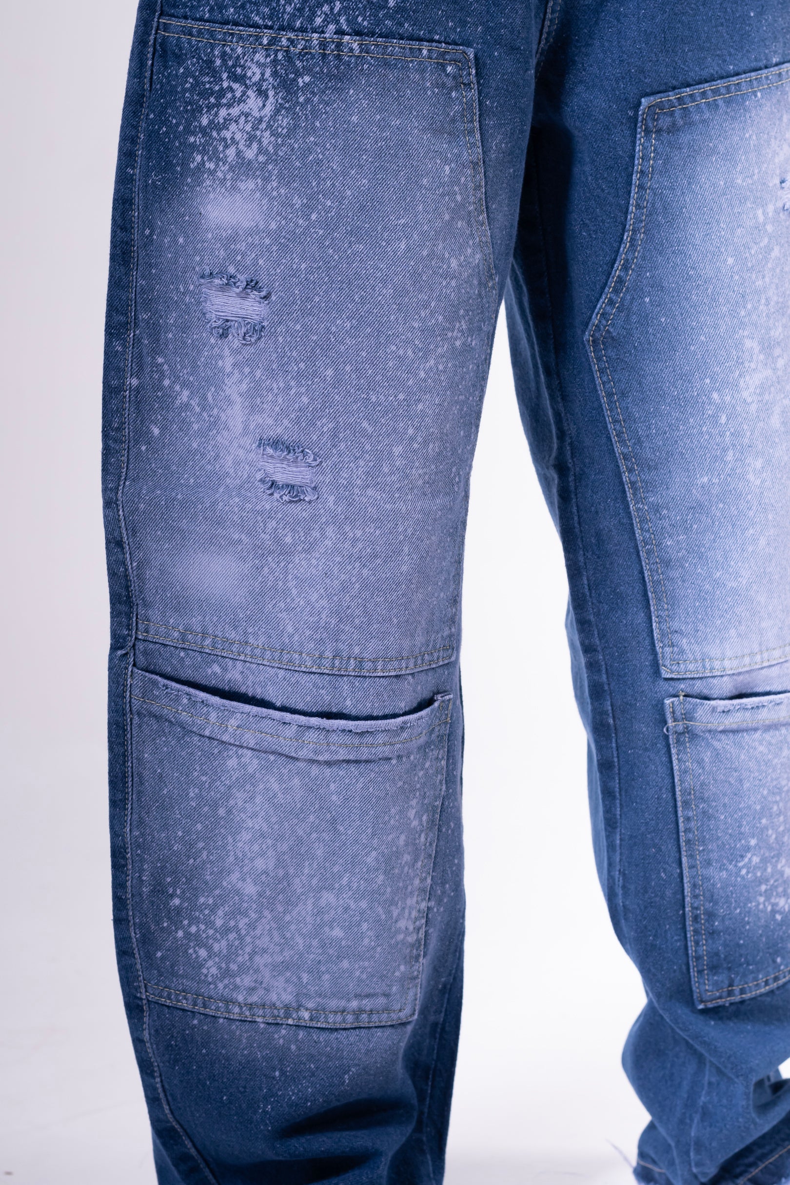 Jean Baggy sobrepuesto azul chispeado