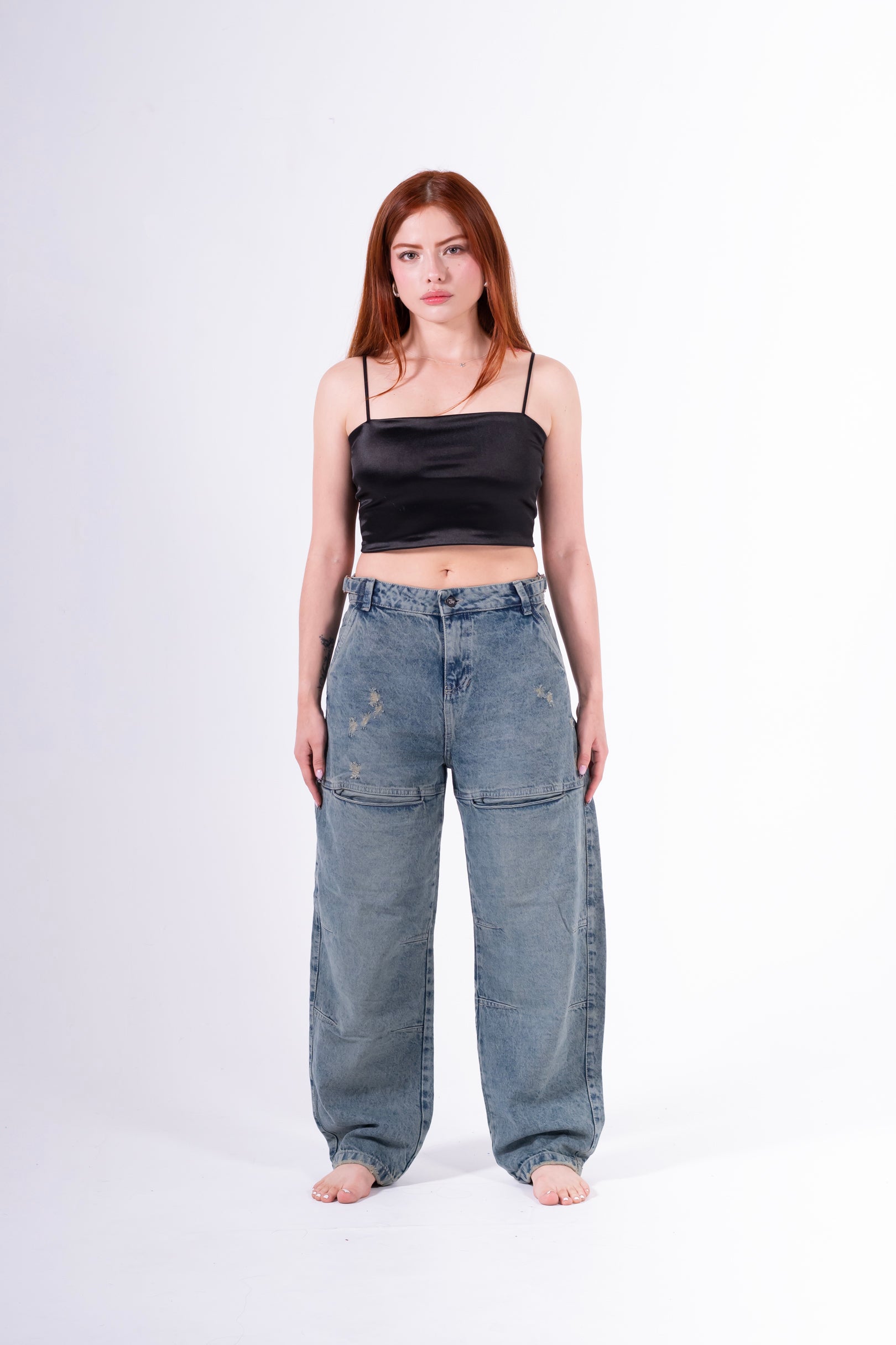 Jean baggy sobrebolsillo azul