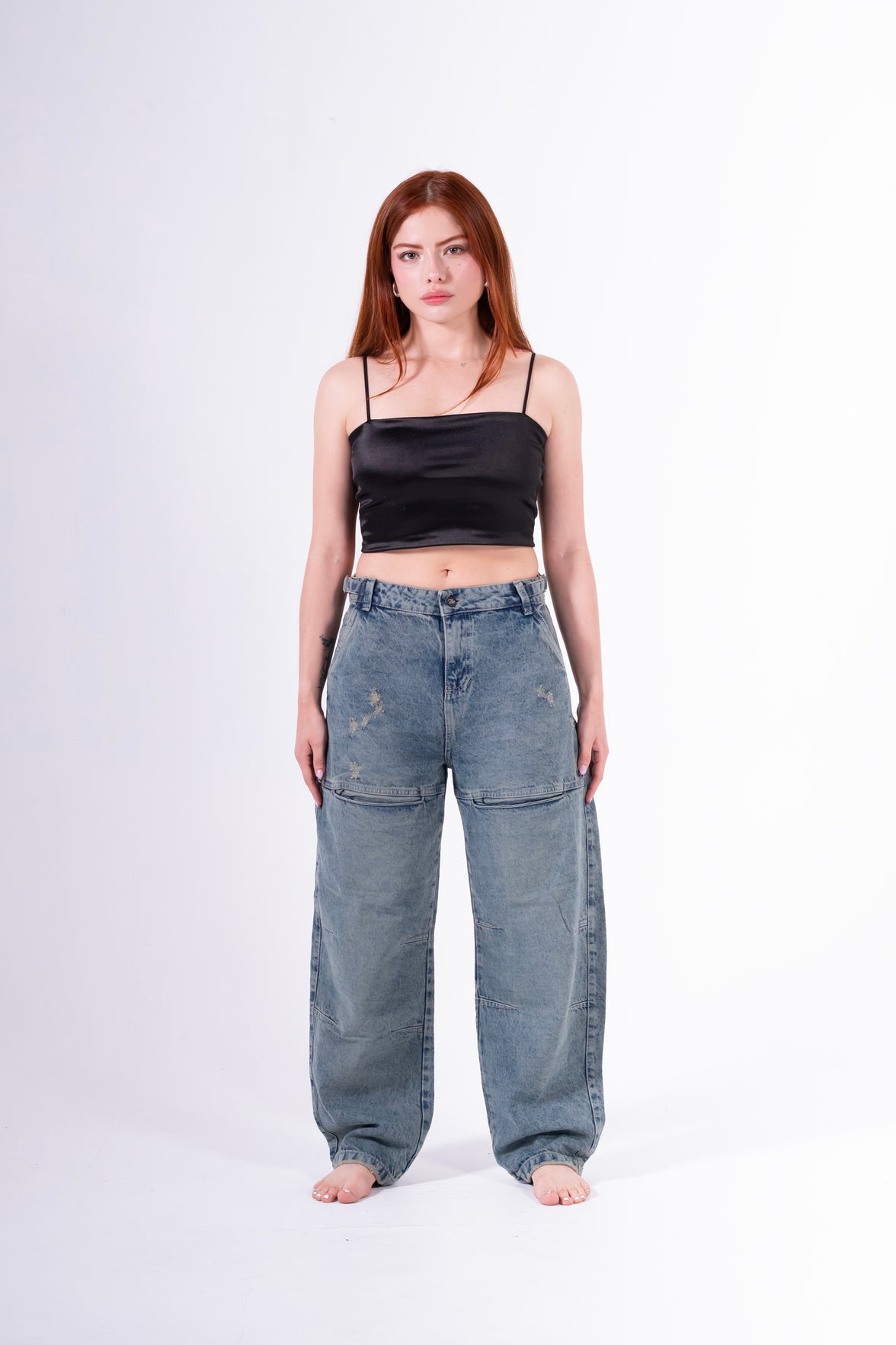 Jean baggy sobrebolsillo azul