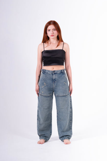 Jean baggy sobrebolsillo azul