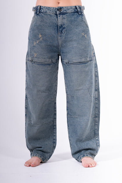 Jean baggy sobrebolsillo azul