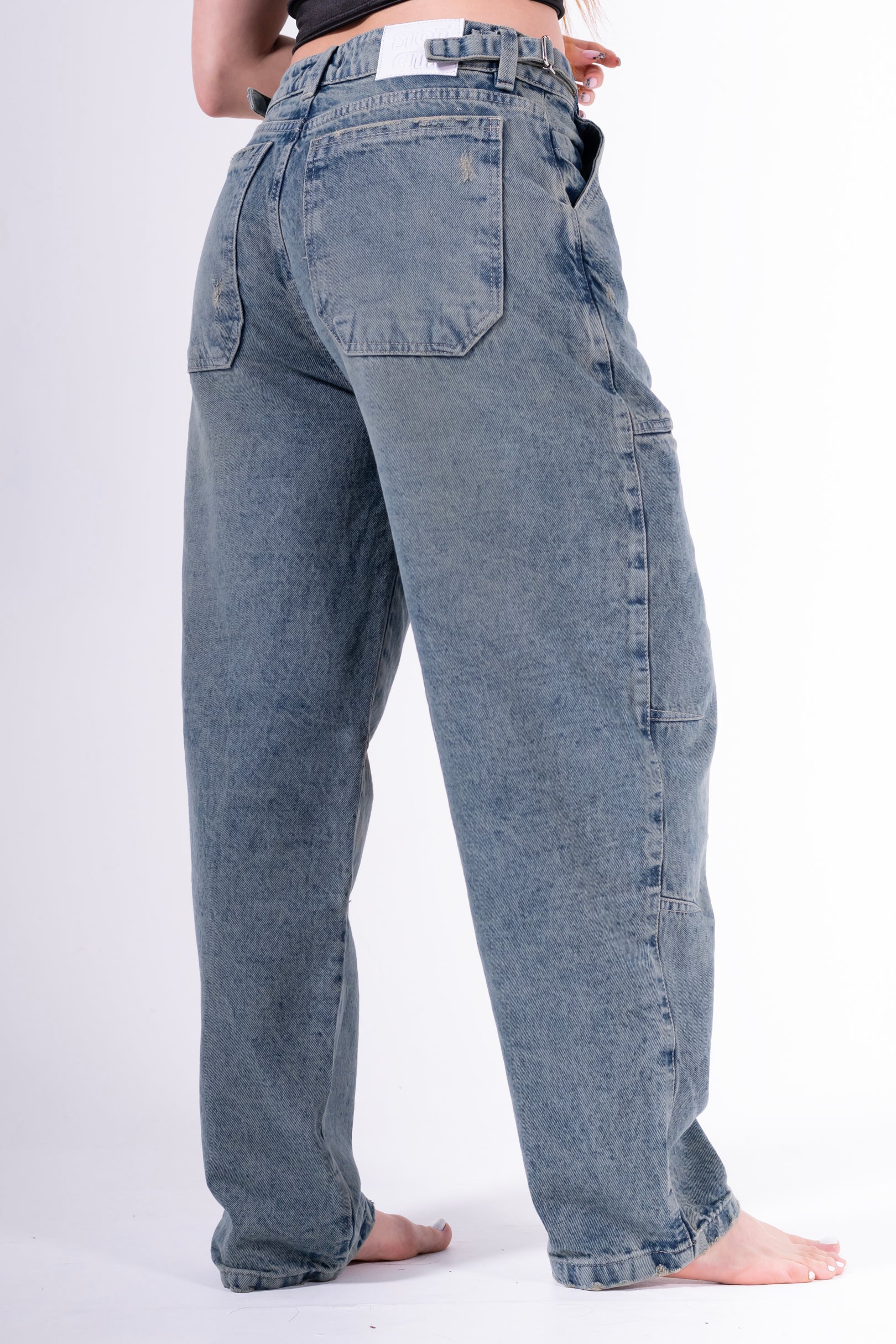 Jean baggy sobrebolsillo azul
