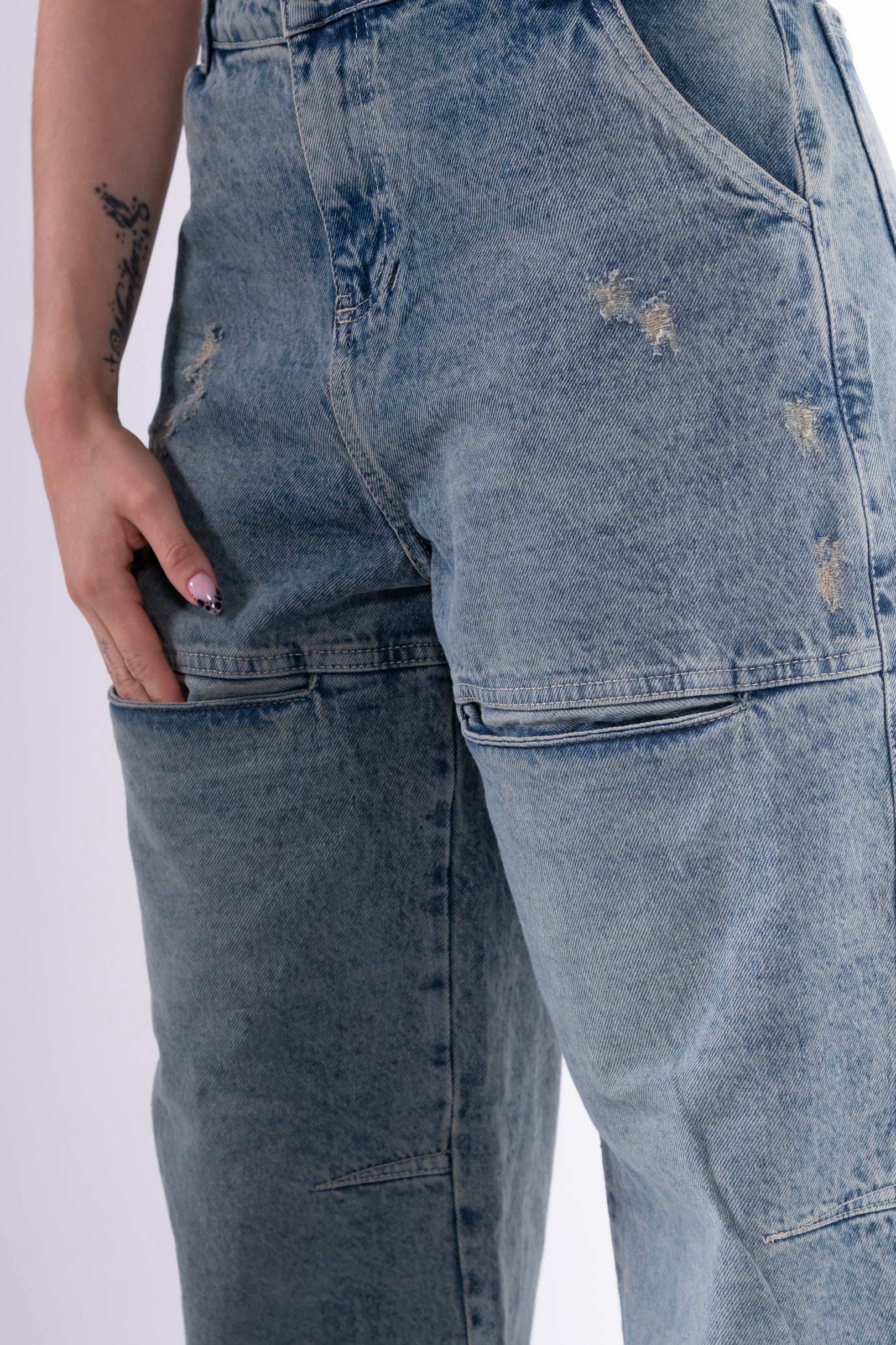 Jean baggy sobrebolsillo azul