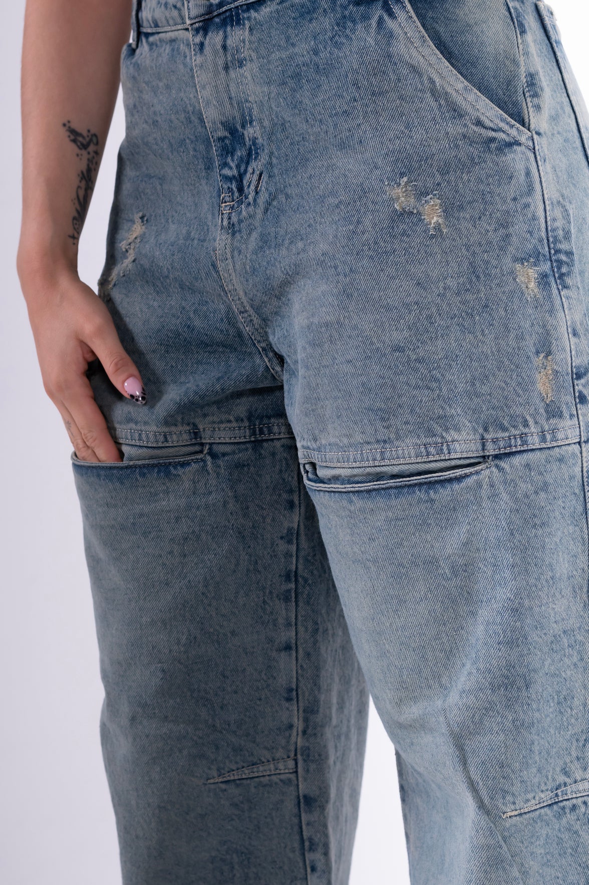 Jean baggy sobrebolsillo azul