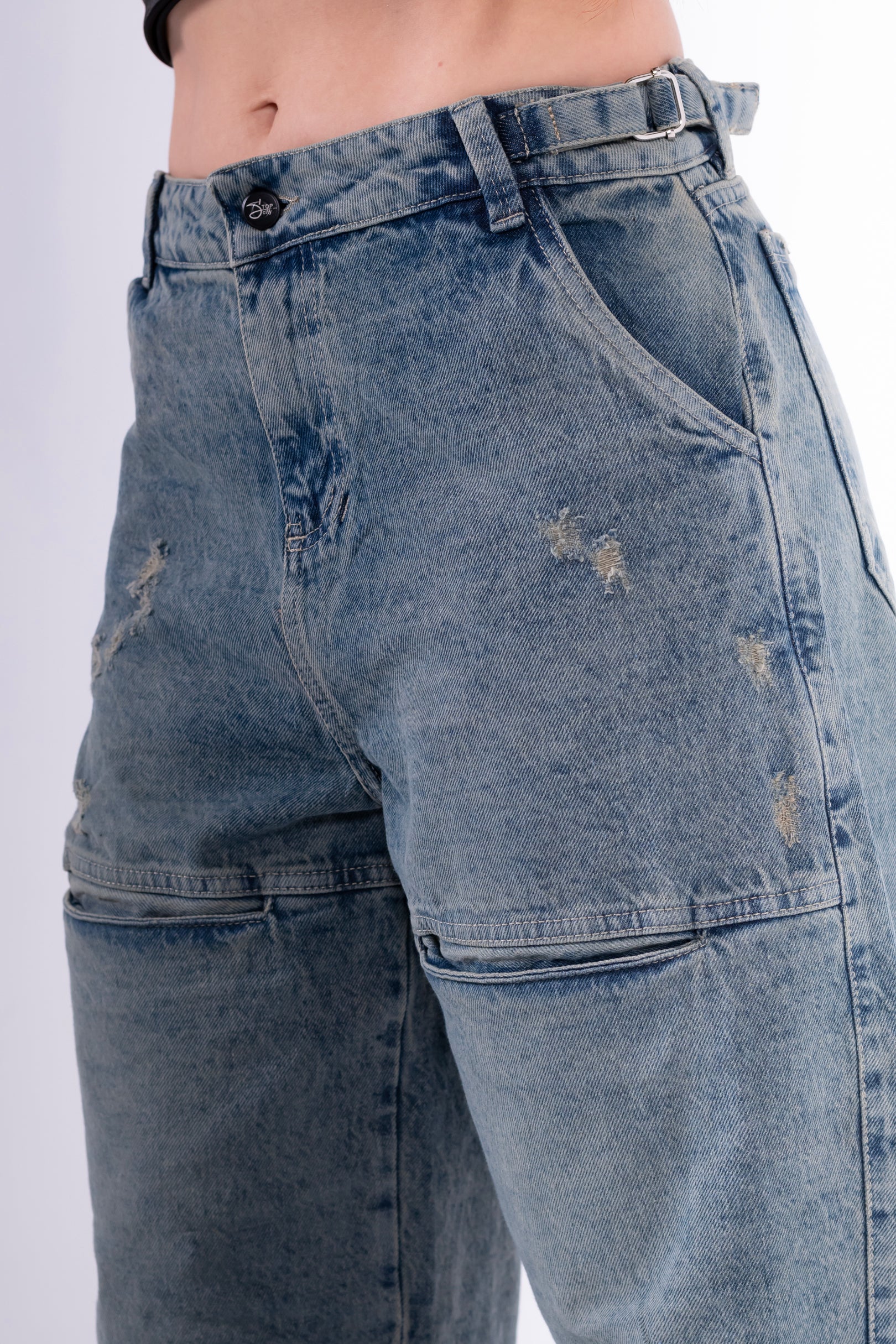 Jean baggy sobrebolsillo azul