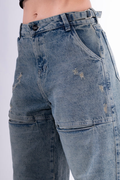 Jean baggy sobrebolsillo azul