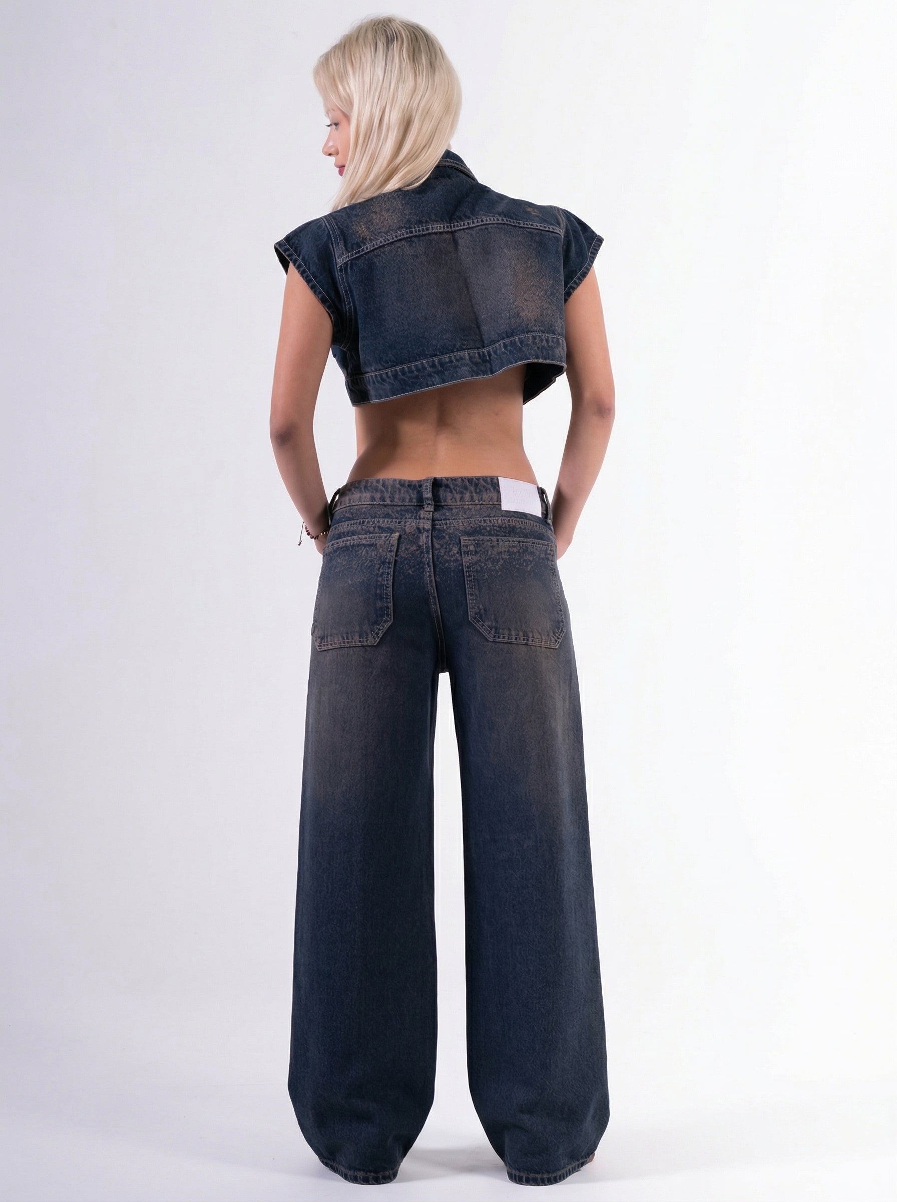 Conjunto Palazzo Chispeado Azul Oscuro
